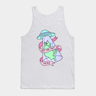 UFO cat alien introvert pastel grunge 99s hologram xfiles Tank Top